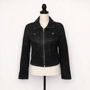 Levi’s Black Genuine Leather Jacket Women’s Size S Zip Front Moto Style